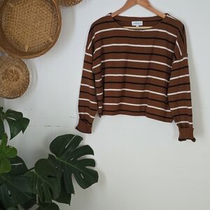 Stylish Brown and White Striped Sweatshirt